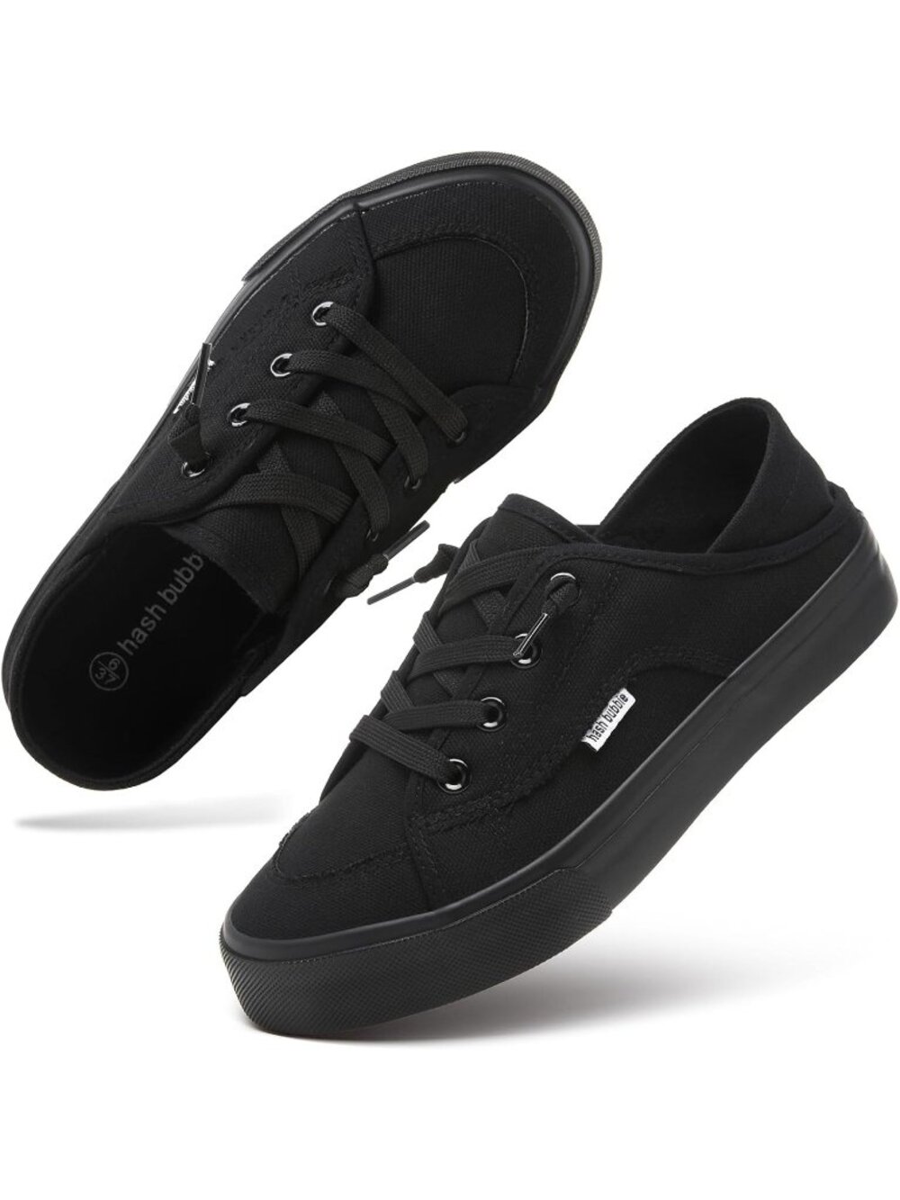 Hash Bubbie Size 11 Sneakers Convertible Canvas Lace-Up Classic Black Shoes